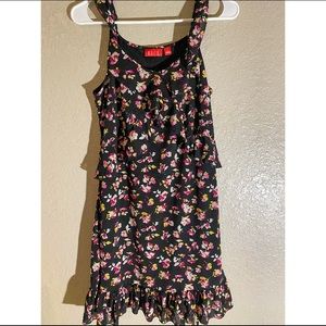 Frilly Black Floral Mini Dress